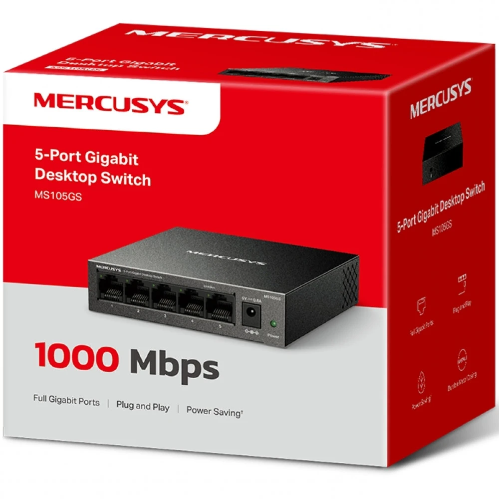 Коммутатор Mercusys MS105GS 1000 Base-T (1000 мбит/с)