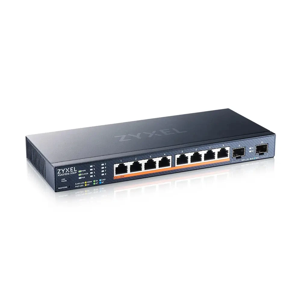 Коммутатор Zyxel NebulaFlex XMG1915-10EP XMG1915-10EP-EU0101F 2.5 GBase-T (2500 мбит/с), 2 SFP порта