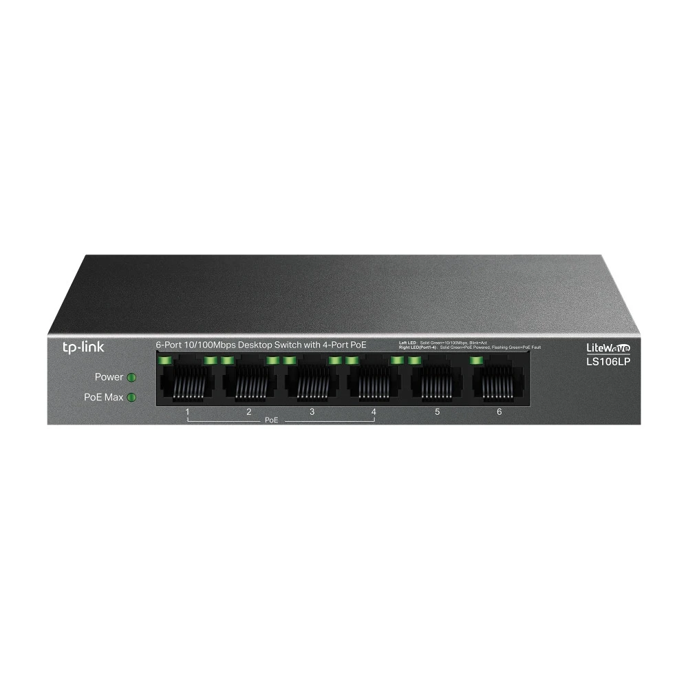 Коммутатор TP-Link LS106LP 100 Base-TX (100 мбит/с)
