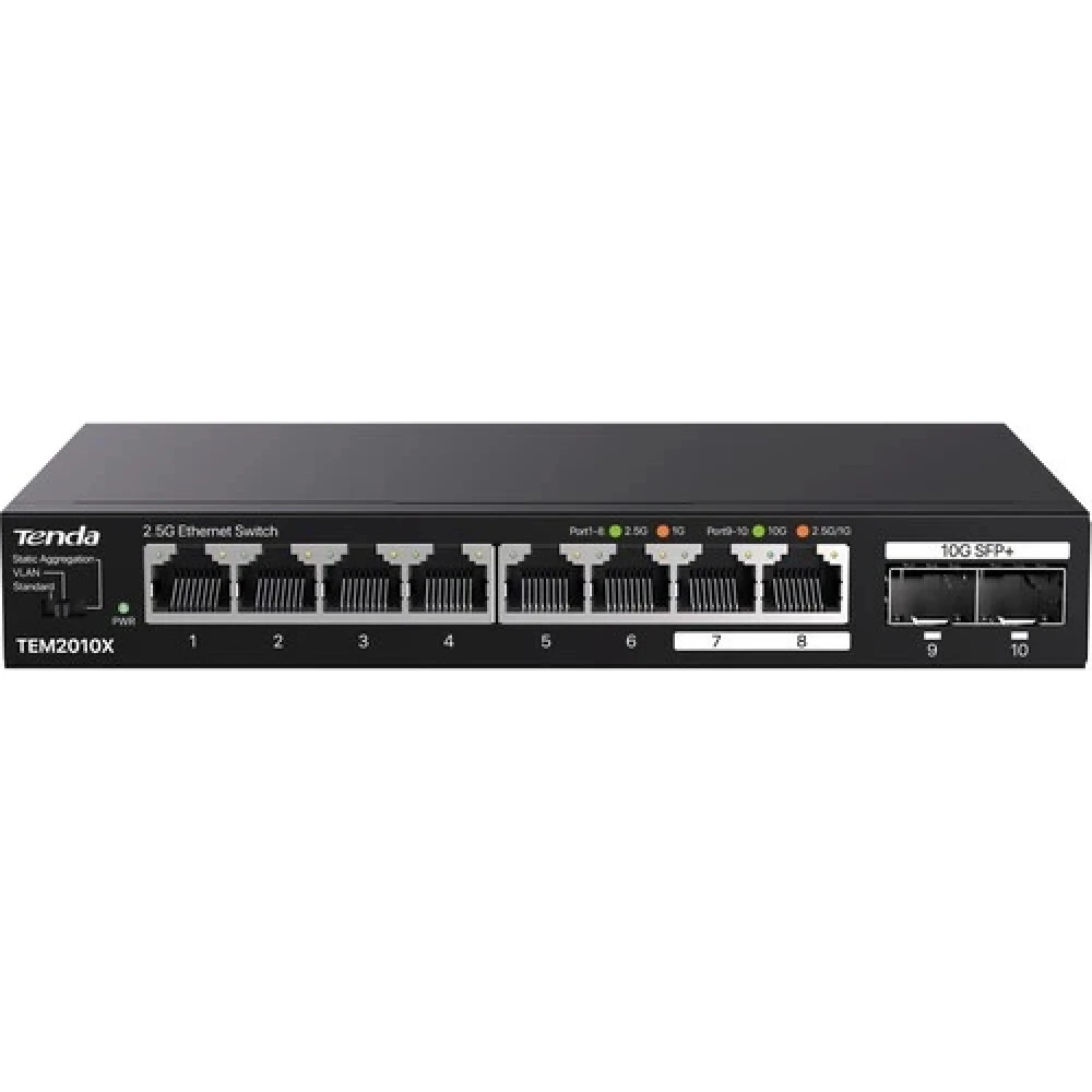 Коммутатор TENDA TEM2010X 2.5 GBase-T (2500 мбит/с), 2 SFP порта