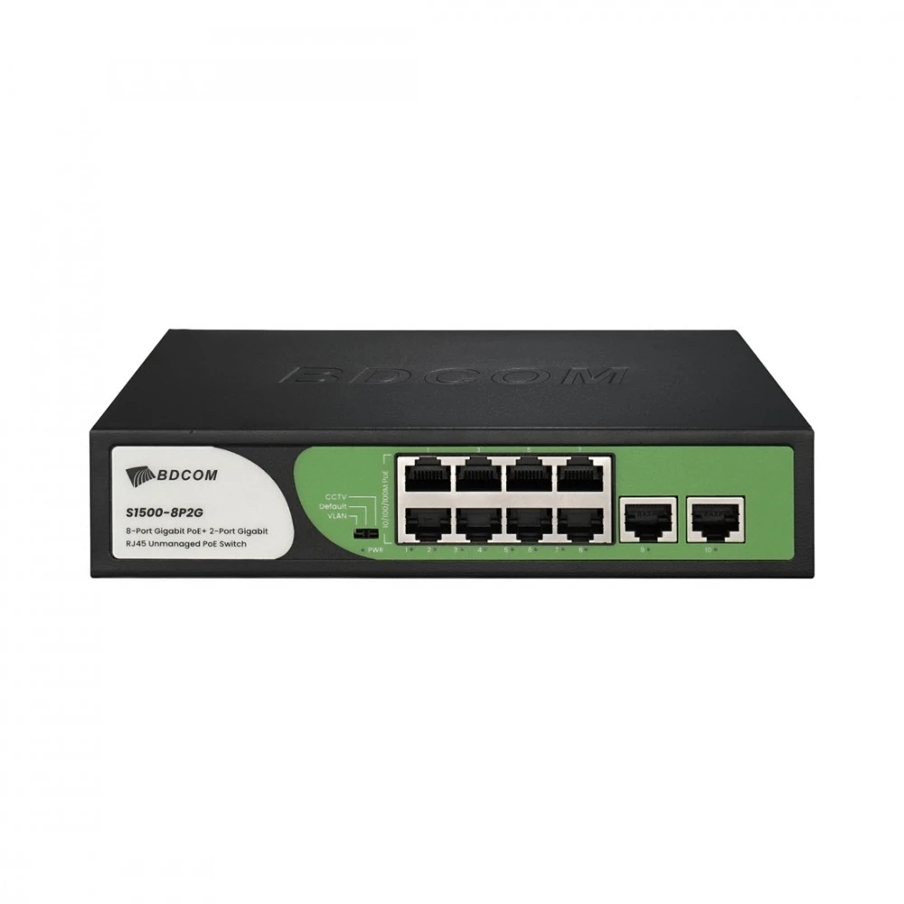 Коммутатор BDCOM S1500-8P2G 1000 Base-T (1000 мбит/с)