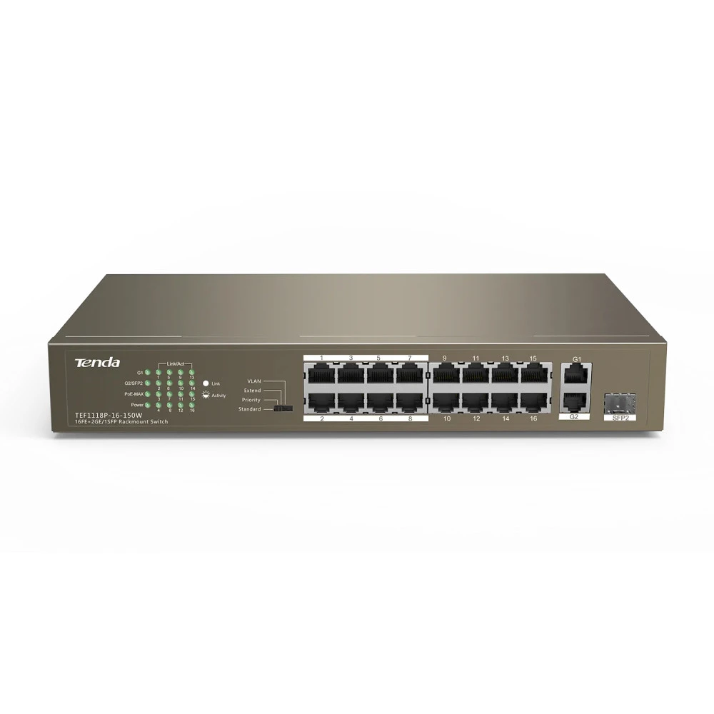 Коммутатор IP-COM F1118P F1118P-16-150W 100 Base-T (100 мбит/с), 1 SFP порт