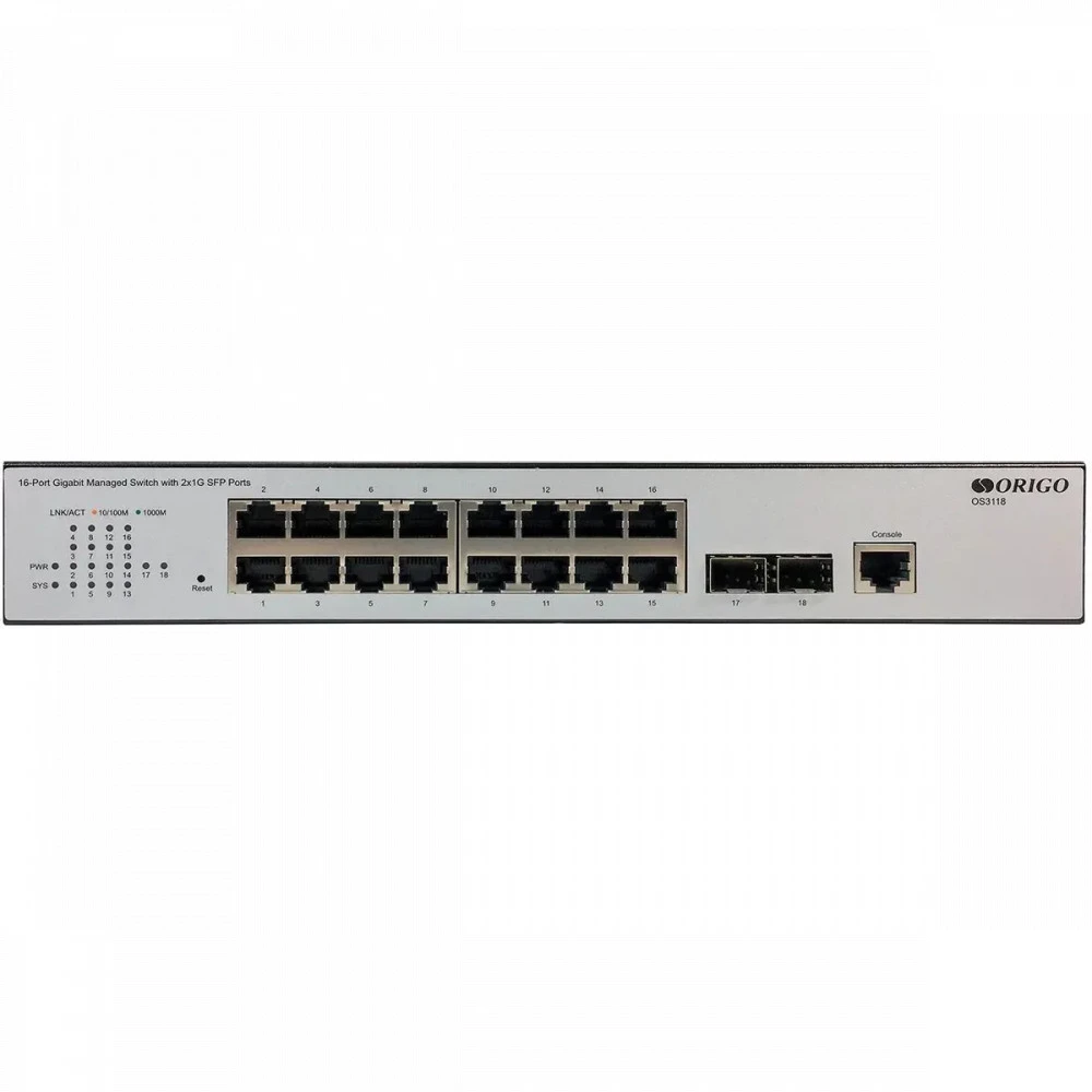 Коммутатор Origo OS3118/A2A 1000 Base-T (1000 мбит/с), 2 SFP порта