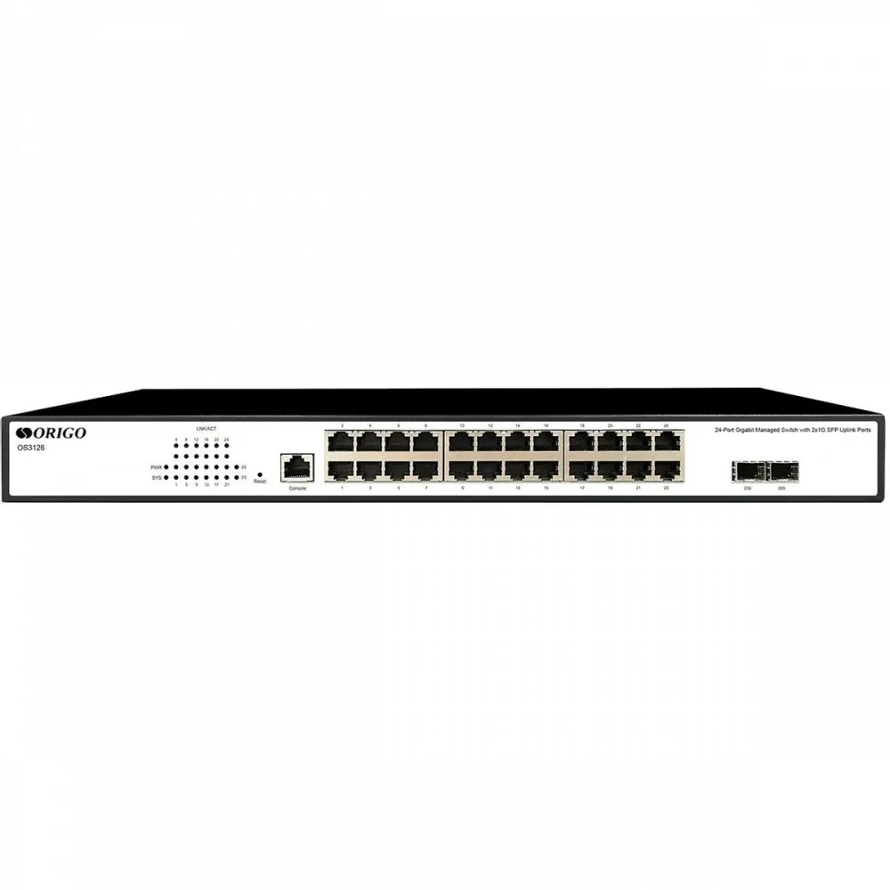 Коммутатор Origo OS3126/A1A 1000 Base-T (1000 мбит/с), 2 SFP порта
