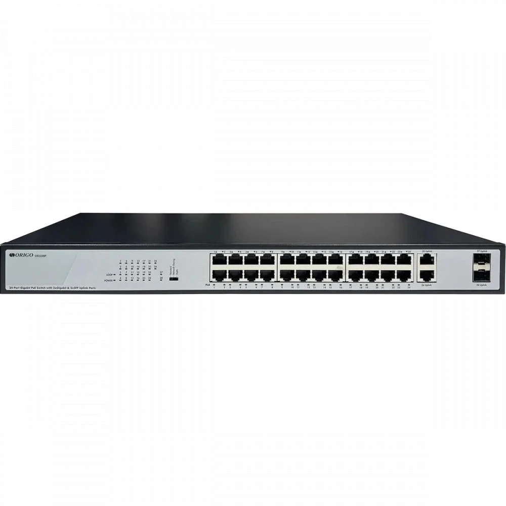 Коммутатор Origo OS2228P/370W/B1A 1000 Base-T (1000 мбит/с), 2 SFP порта