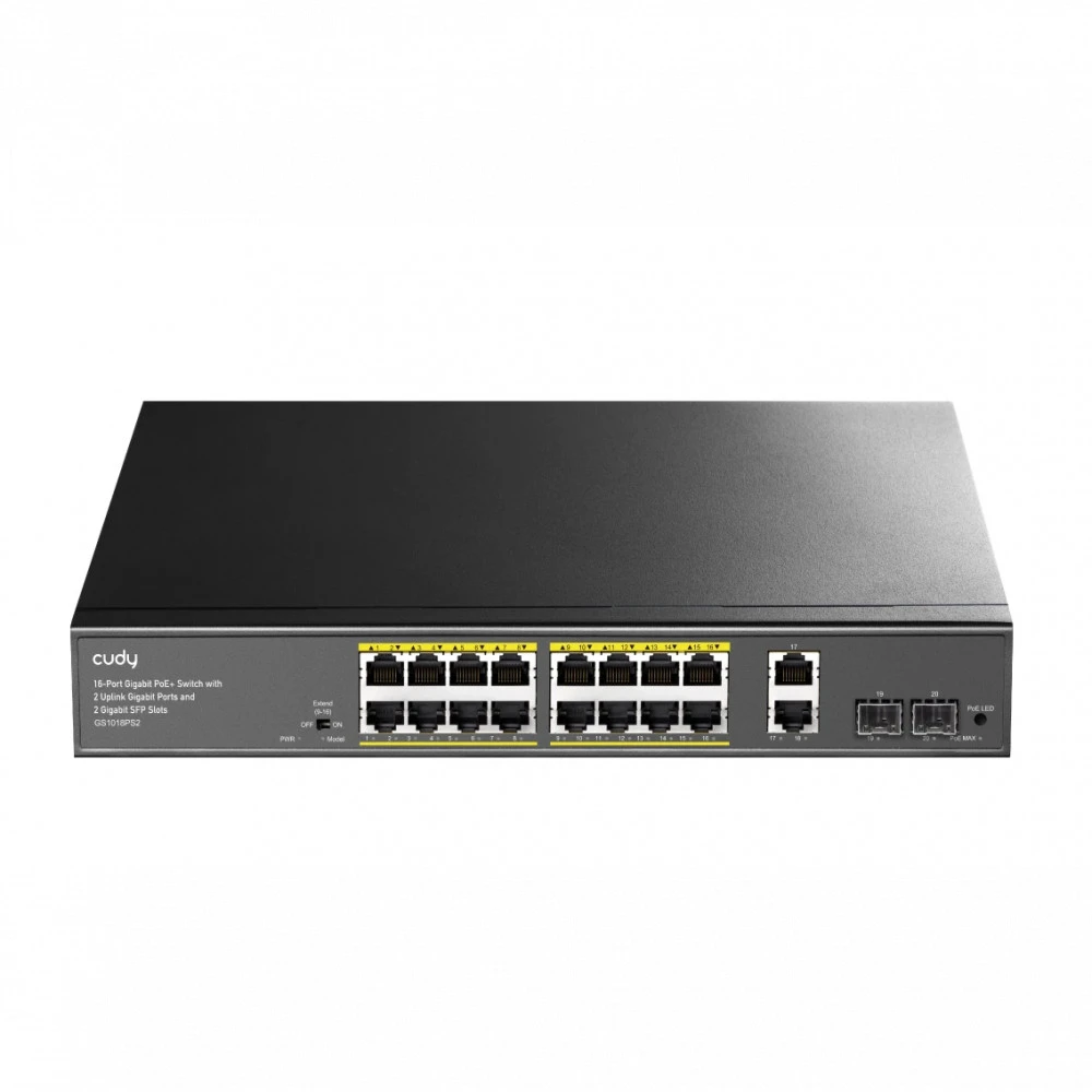 Коммутатор CUDY GS1018PS2 1000 Base-T (1000 мбит/с), 2 SFP порта