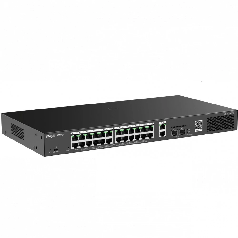 Коммутатор Ruijie RG-ES228GS-P 1000 Base-T (1000 мбит/с), 2 SFP порта