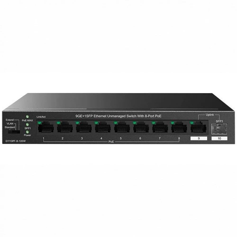 Коммутатор IP-COM G1110PF-8-120W 1000 Base-T (1000 мбит/с), 1 SFP порт