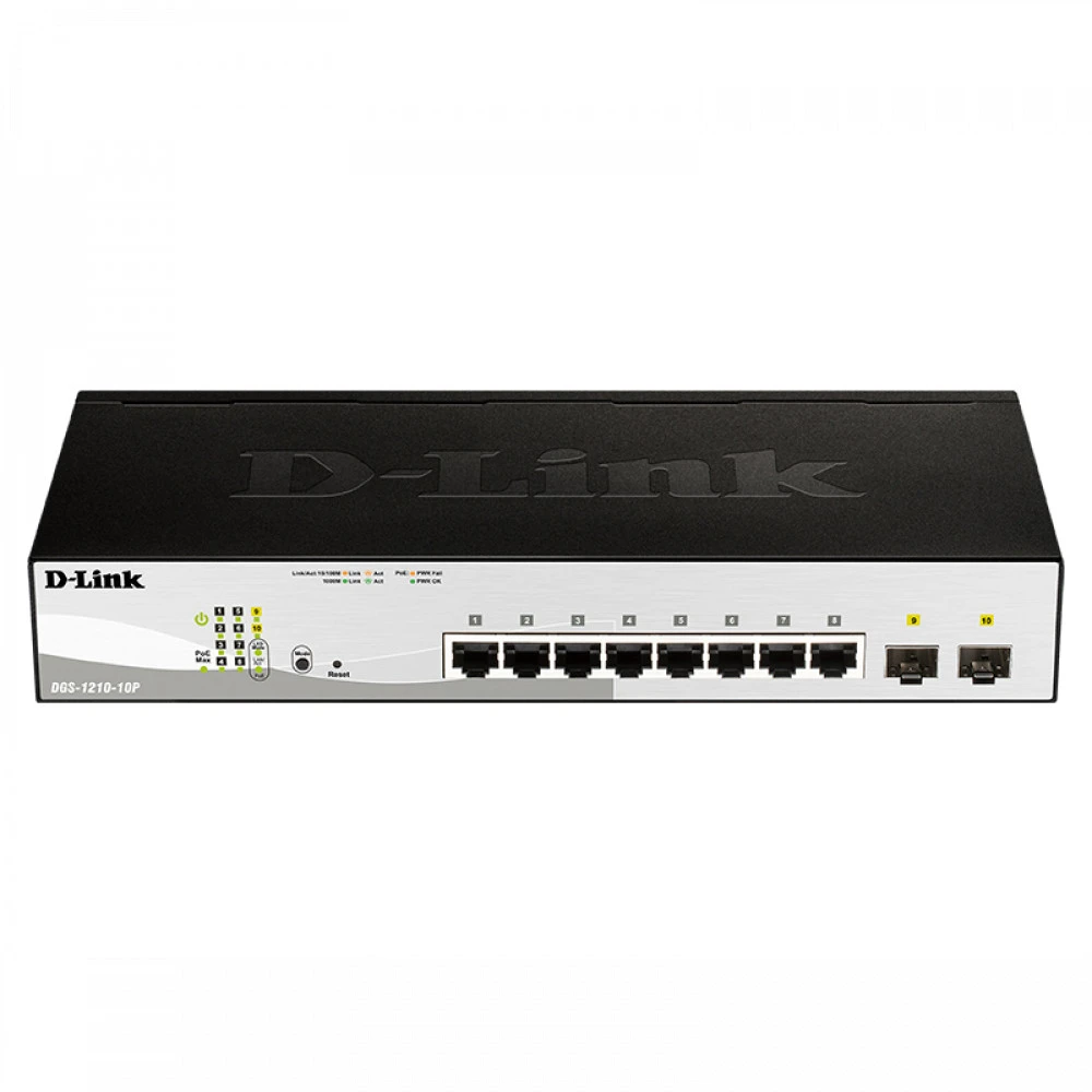 Коммутатор D-link DGS-1210-10P/FL2A 1000 Base-T (1000 мбит/с), 2 SFP порта