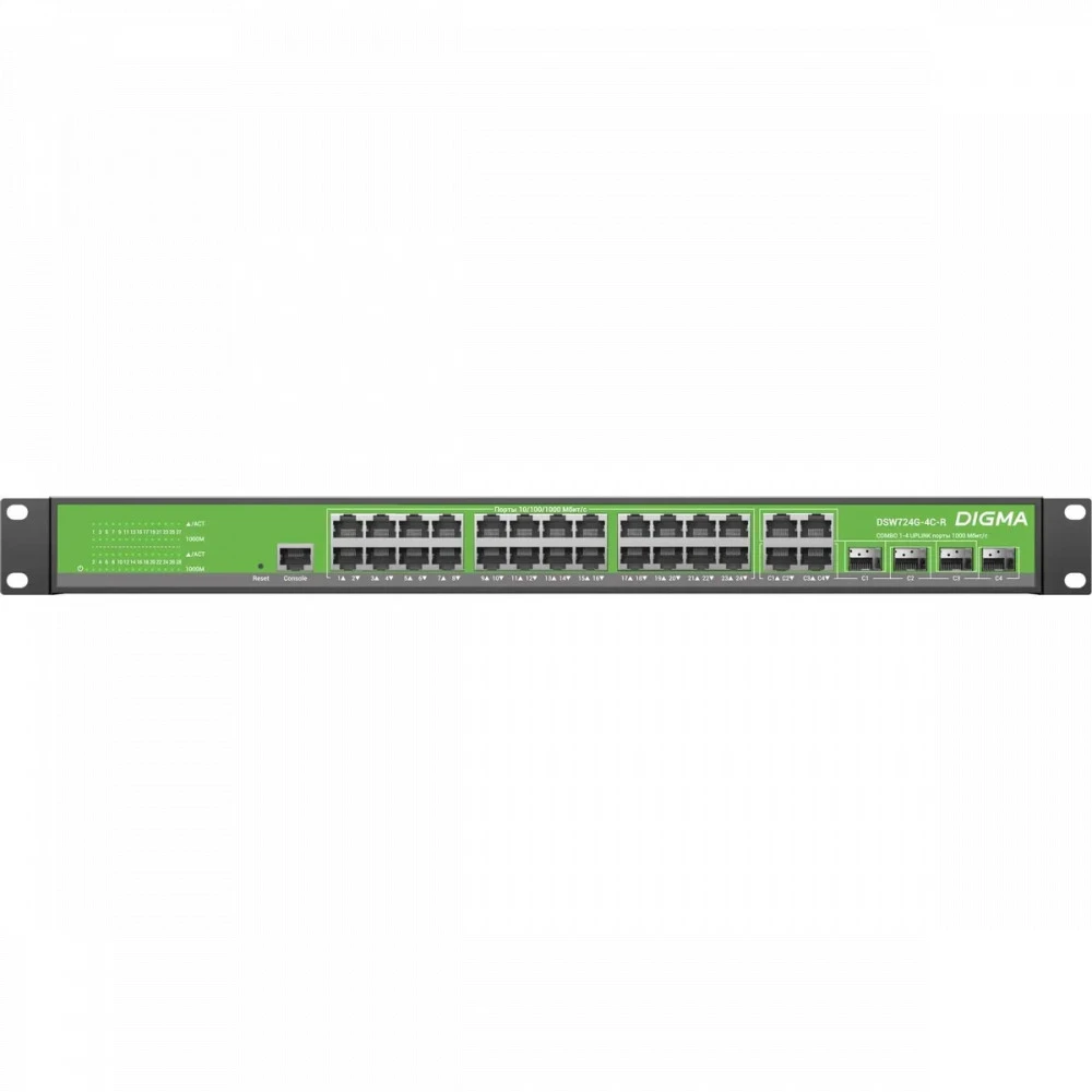 Коммутатор Digma DSW724G-4C-R 1000 Base-T (1000 мбит/с), 4 SFP порта
