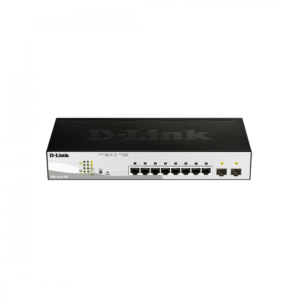 Коммутатор D-link DGS-1210-08P/G3A 1000 Base-T (1000 мбит/с), 2 SFP порта