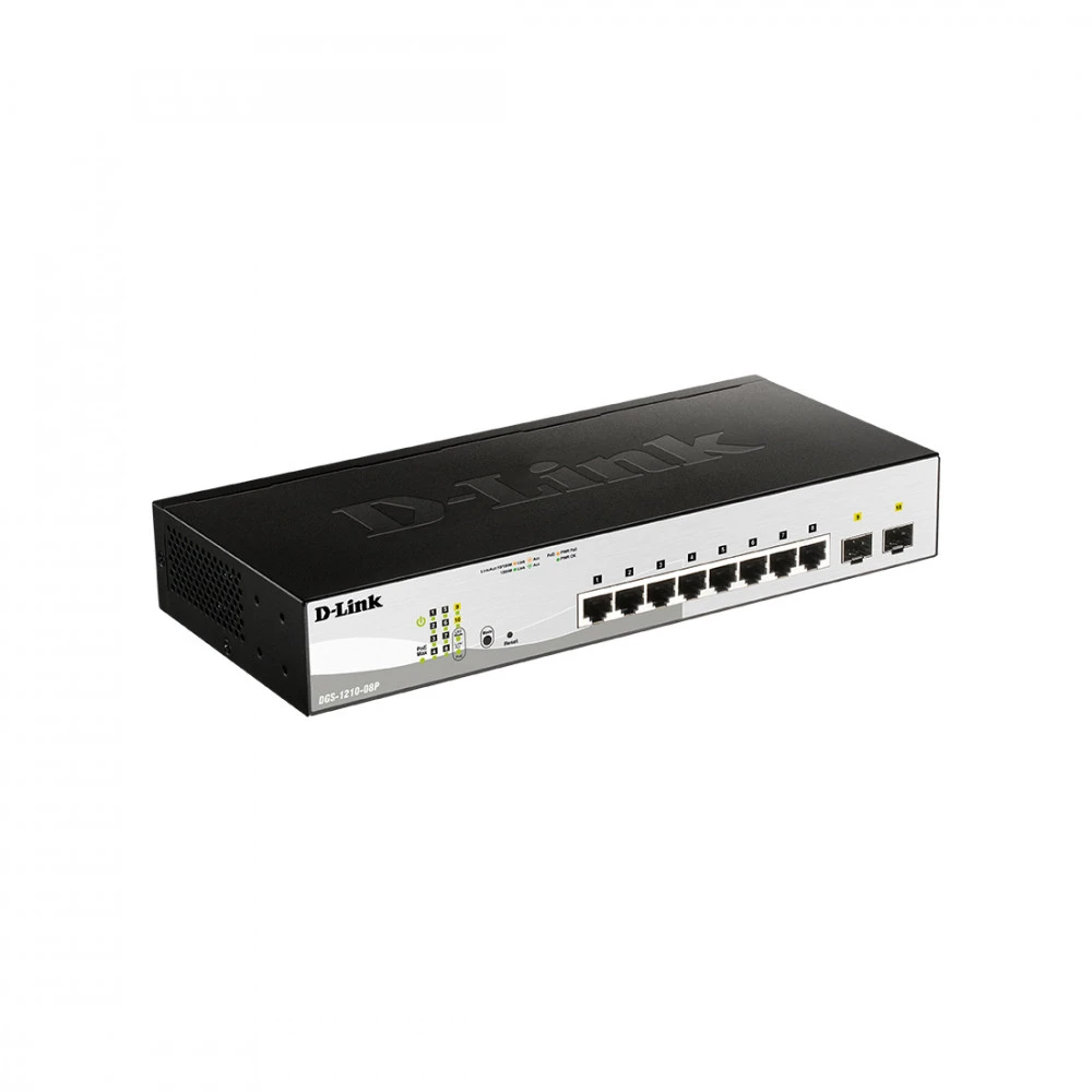Коммутатор D-link DGS-1210-08P/G3A 1000 Base-T (1000 мбит/с), 2 SFP порта