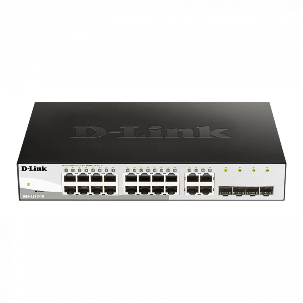 Коммутатор D-link DGS-1210-16/G2A 1000 Base-T (1000 мбит/с), 4 SFP порта