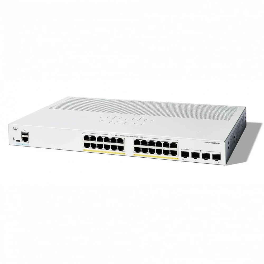 Коммутатор Cisco C1300-24P-4G 1000 Base-T (1000 мбит/с), 2 SFP порта