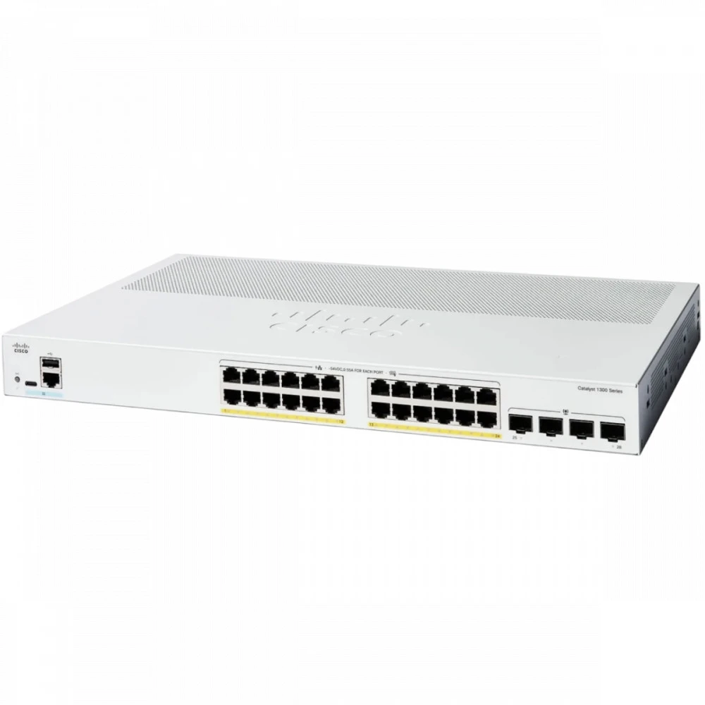 Коммутатор Cisco C1300-24P-4X 1000 Base-T (1000 мбит/с), 4 SFP порта