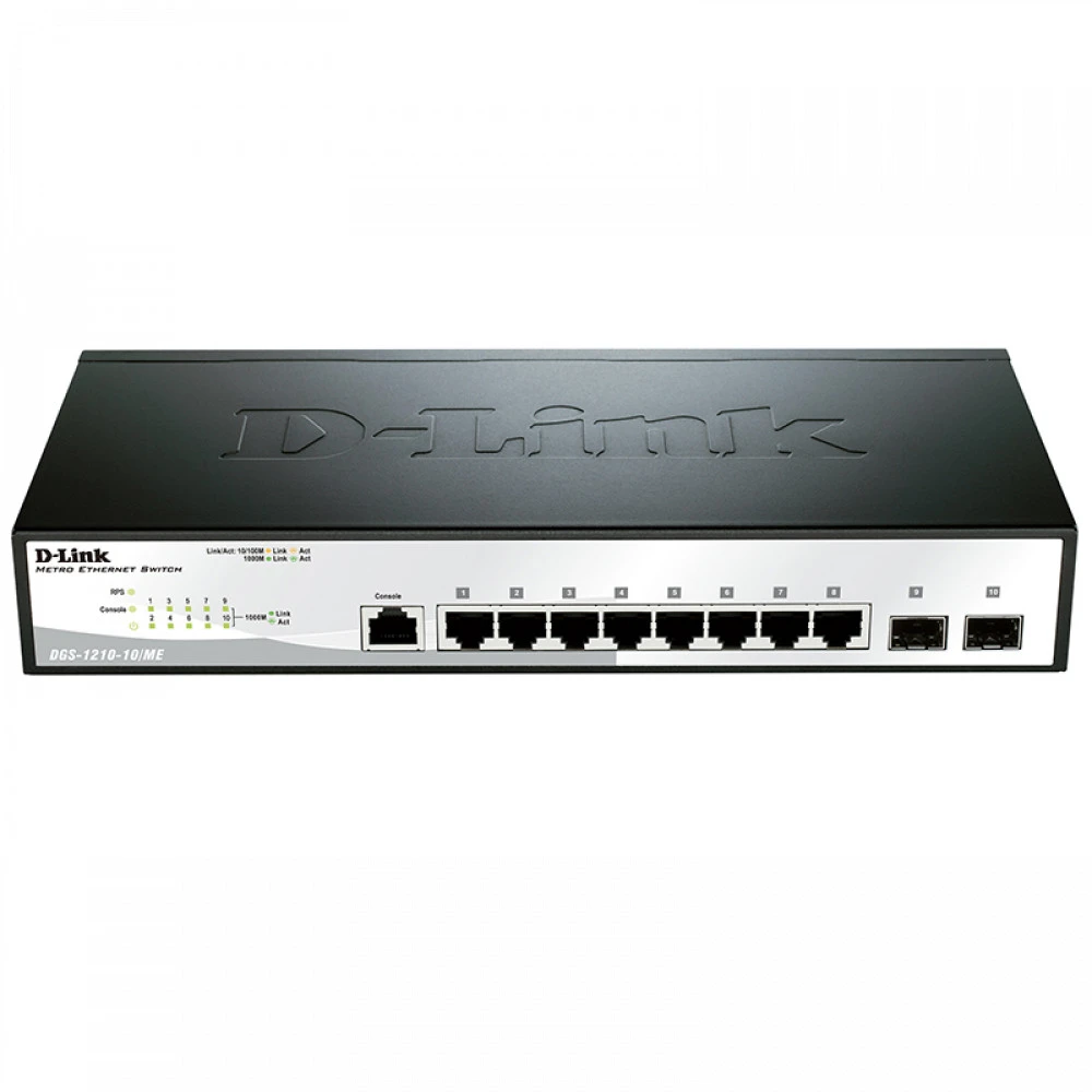 Коммутатор D-link DGS-1210-10X/ME DGS-1210-10X/ME/C1A 1000 Base-T (1000 мбит/с), 2 SFP порта