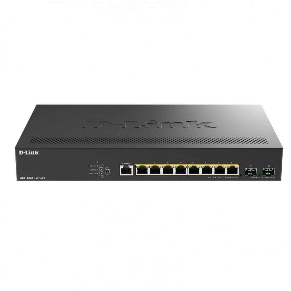 Коммутатор D-link DGS-1210-10XP DGS-1210-10XP/ME/C1A 1000 Base-T (1000 мбит/с), 2 SFP порта