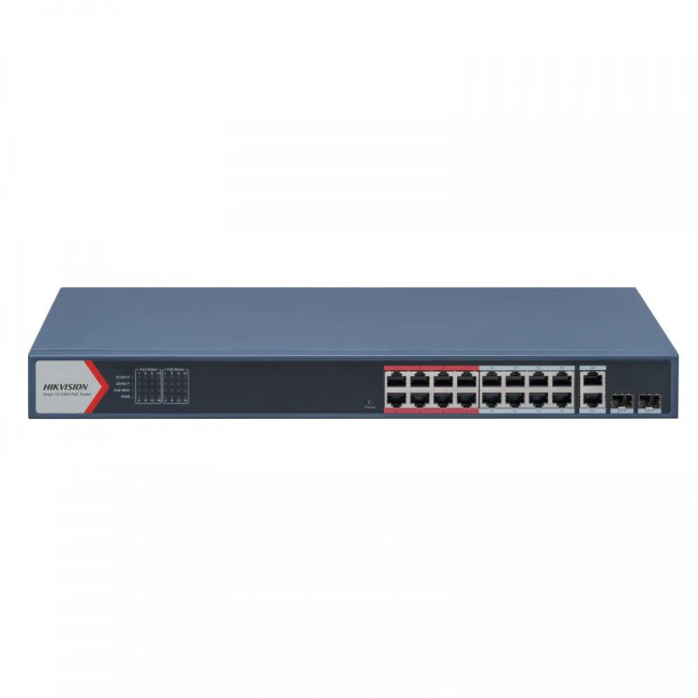 Коммутатор Hikvision DS-3E1318P-SI(V2) 100 Base-T (100 мбит/с), 2 SFP порта