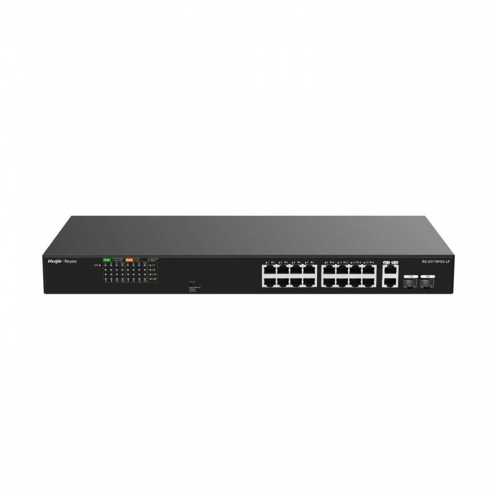 Коммутатор Ruijie RG-ES118FGS-LP 100 Base-TX (100 мбит/с), 2 SFP порта