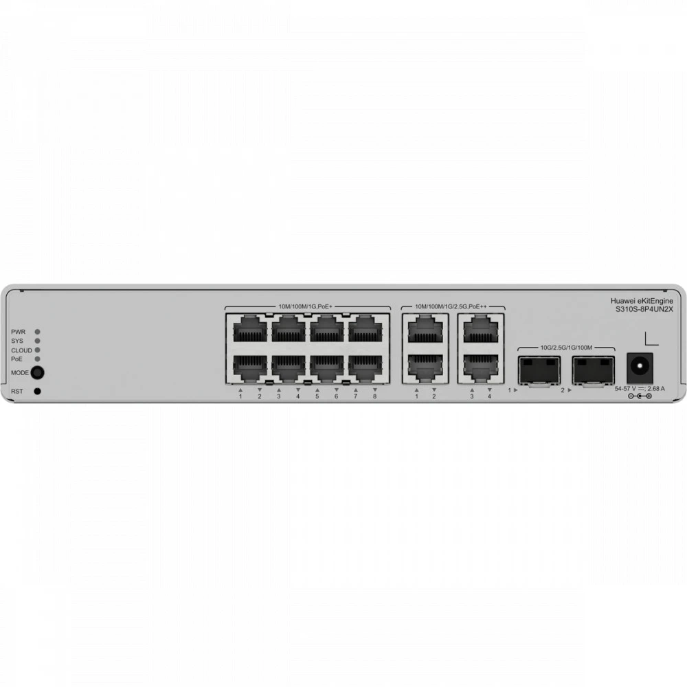 Коммутатор Huawei S310S-8P4UN2X 1000 Base-T (1000 мбит/с), 2 SFP порта