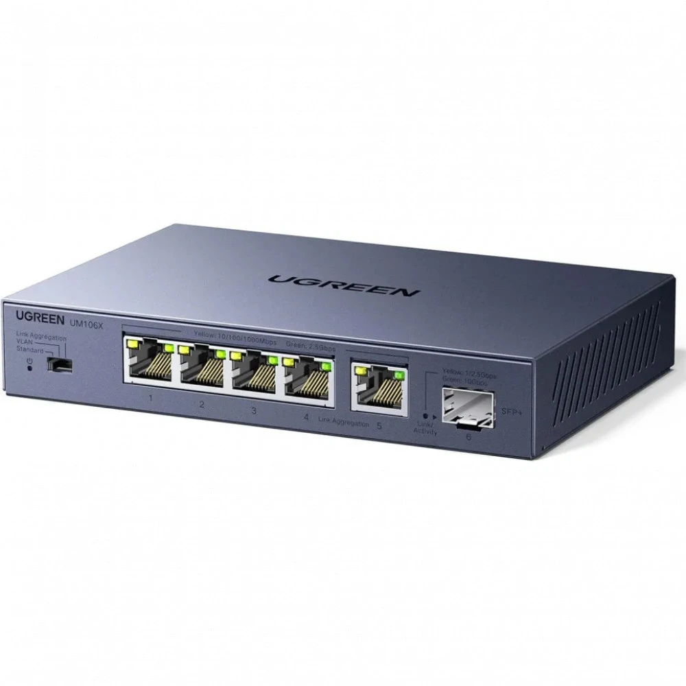Коммутатор UGREEN CM753 35048EU 2.5 GBase-T (2500 мбит/с), 1 SFP порт