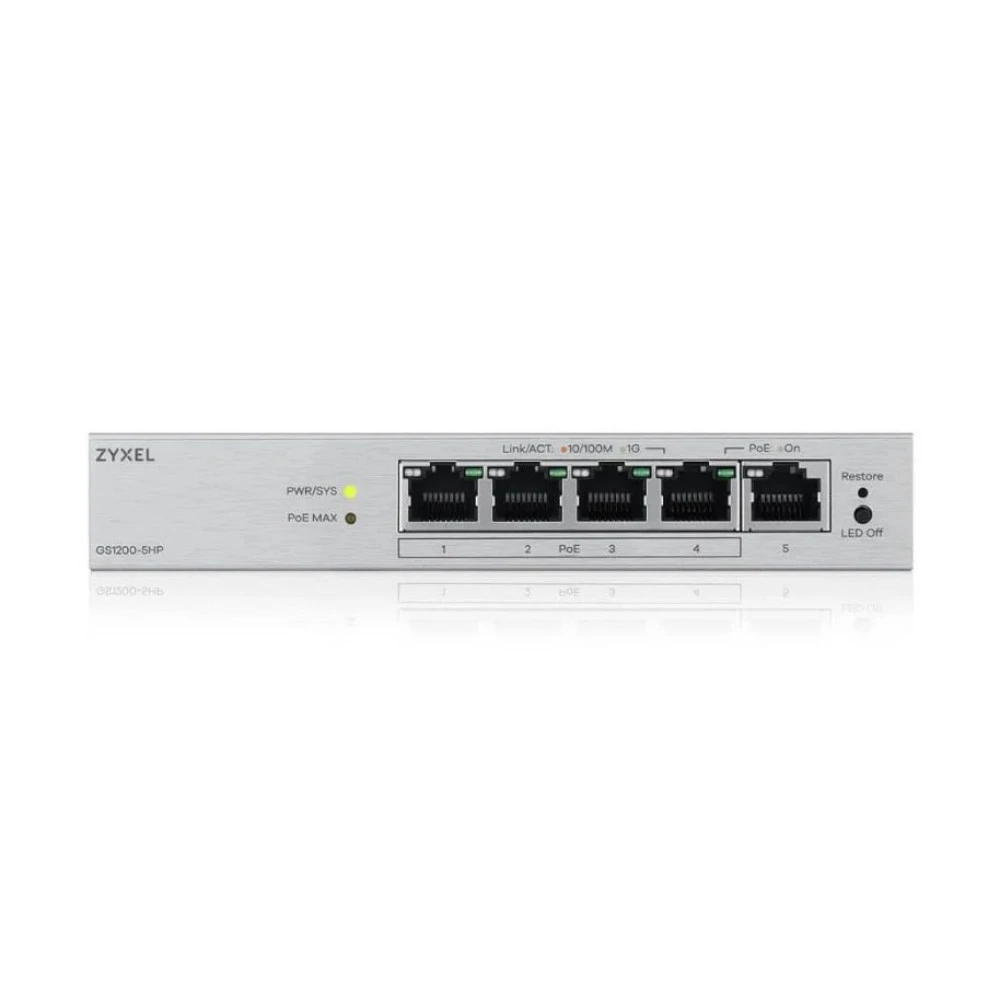 Коммутатор Zyxel GS1200-5HPV3 GS1200-5HPV3-EU0101F 1000 Base-T (1000 мбит/с)
