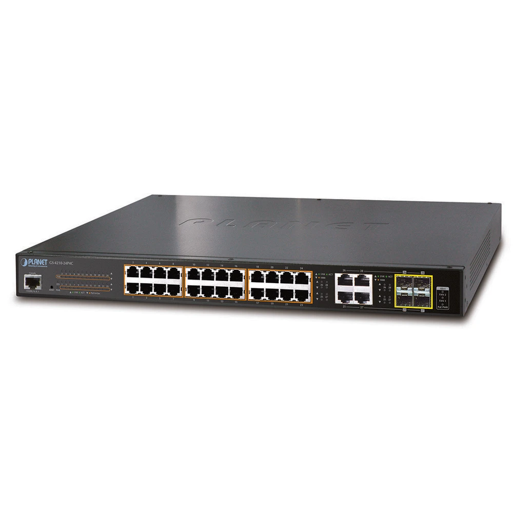 Коммутатор Planet GS-4210-24PL4C 1000 Base-TX (1000 мбит/с), 4 SFP порта