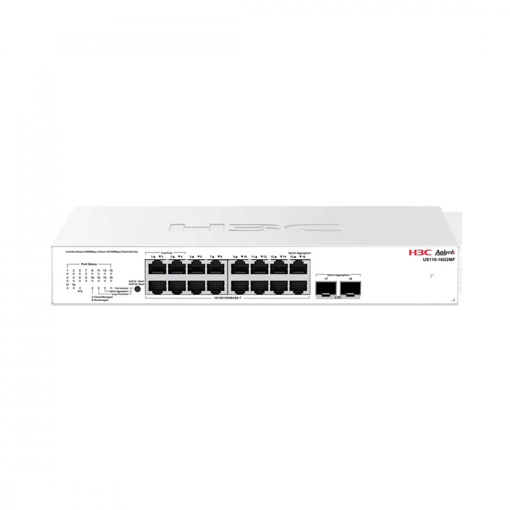 Коммутатор H3C US110-16G2MF 1000 Base-T (1000 мбит/с), 2 SFP порта