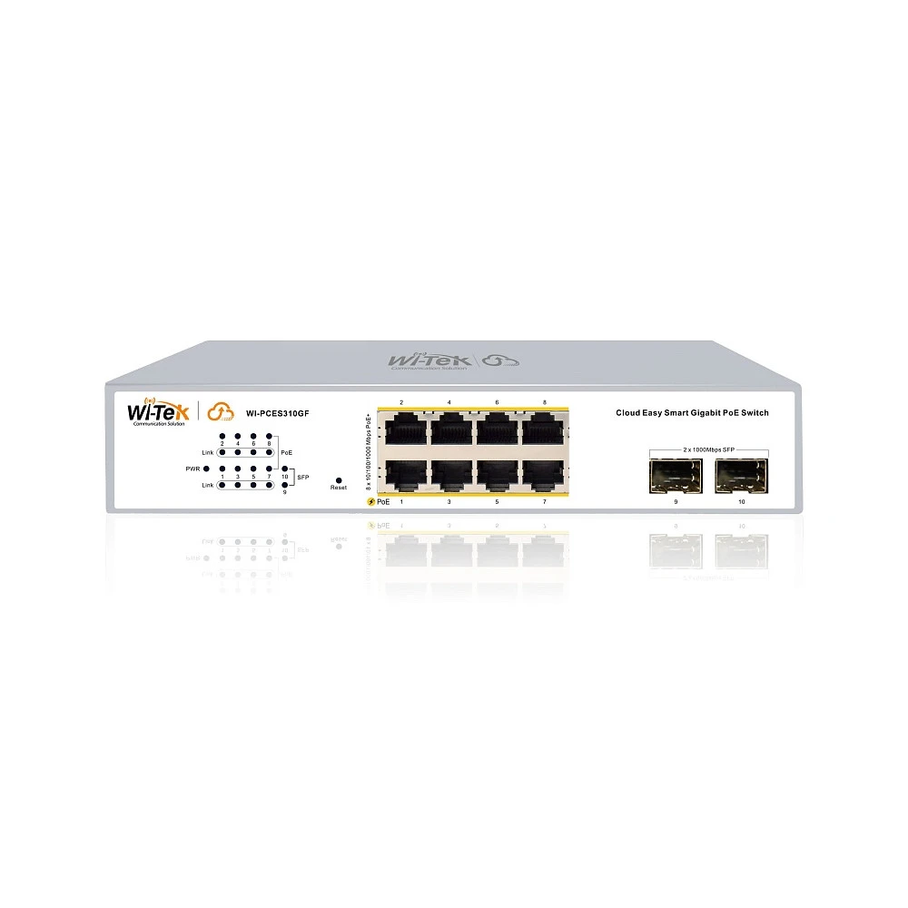 Коммутатор Wi-Tek WI-PCES310GF v2 1000 Base-T (1000 мбит/с), 2 SFP порта