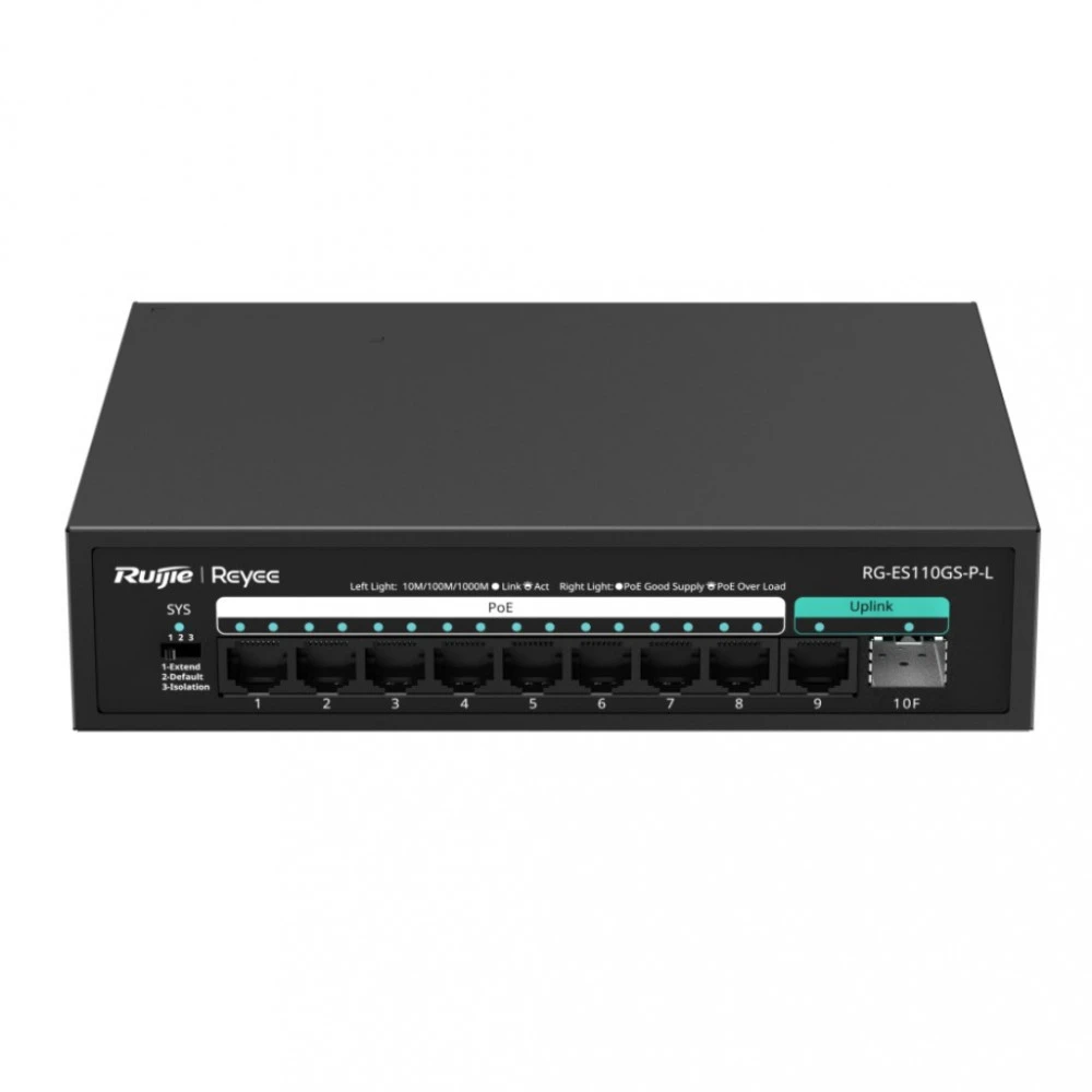 Коммутатор Ruijie RG-ES110GS-P-L RG0000036 1000 Base-T (1000 мбит/с), 2 SFP порта