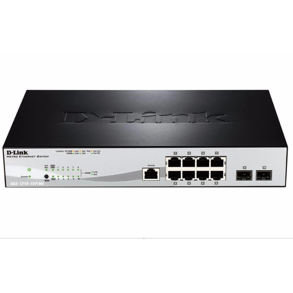 Коммутатор D-link DGS-1210-10P/ME/A1A 1000 Base-TX (1000 мбит/с), 2 SFP порта