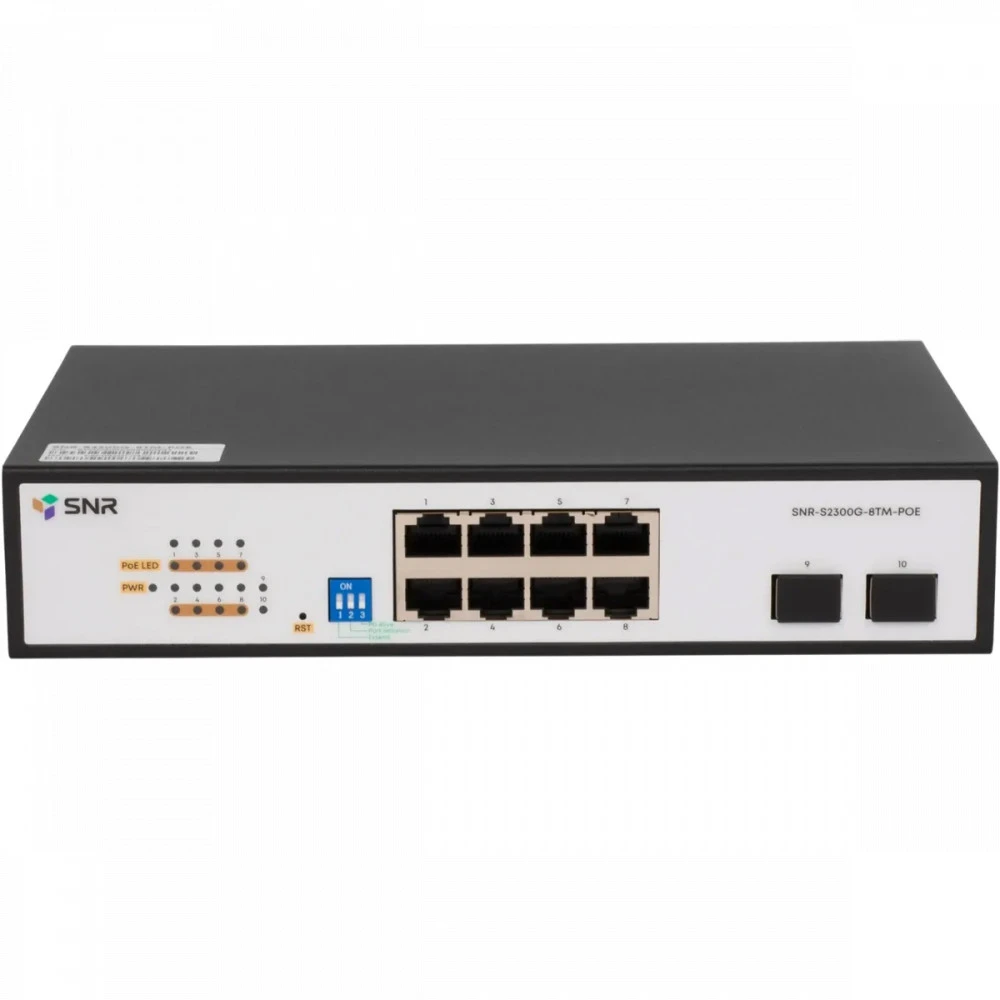 Коммутатор SNR S2300G-8TM-POE SNR-S2300G-8TM-POE 1000 Base-T (1000 мбит/с), 2 SFP порта