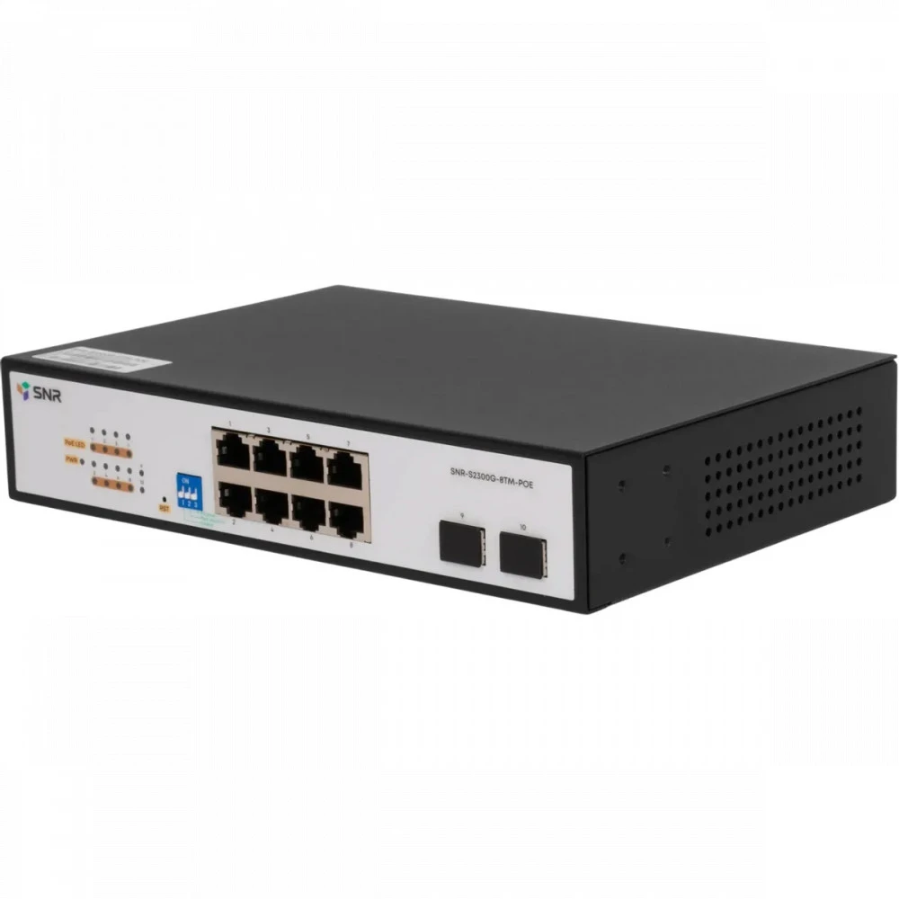 Коммутатор SNR S2300G-8TM-POE SNR-S2300G-8TM-POE 1000 Base-T (1000 мбит/с), 2 SFP порта