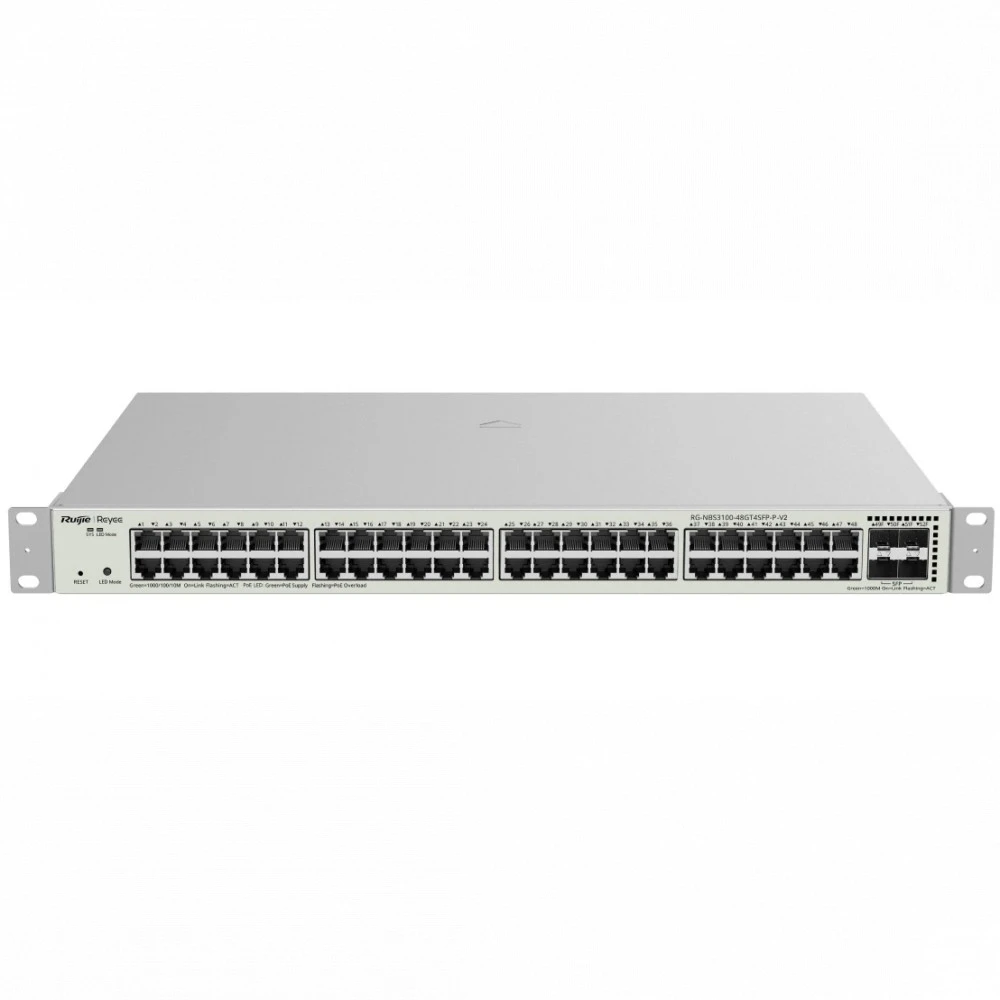 Коммутатор Ruijie RG-NBS3100-48GT4SFP-P-V2 6976915003365 1000 Base-T (1000 мбит/с), 4 SFP порта