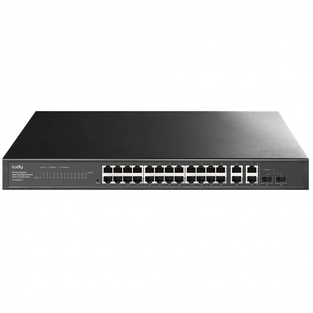 Коммутатор CUDY Easy-Managed GS1028ES2 1000 Base-T (1000 мбит/с), 2 SFP порта