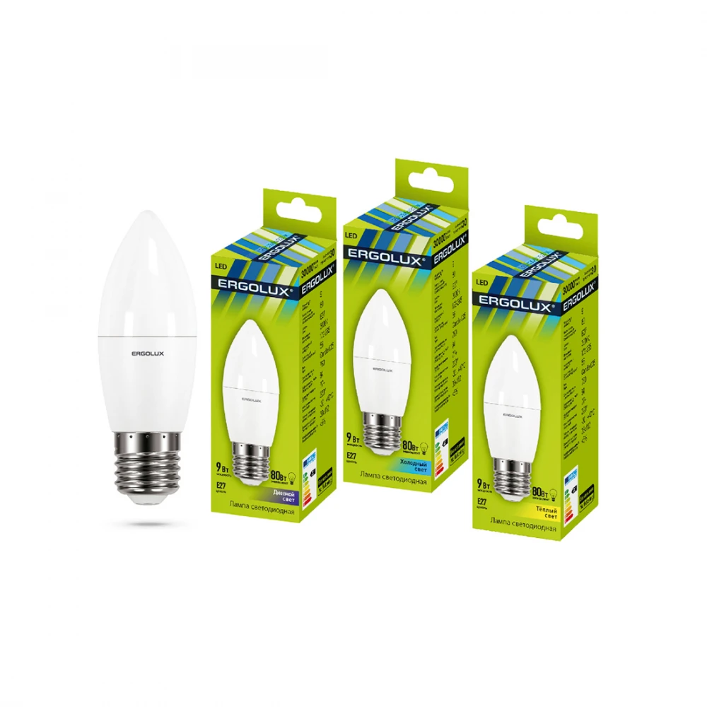 Ergolux LED-C35-9W-E27-4K