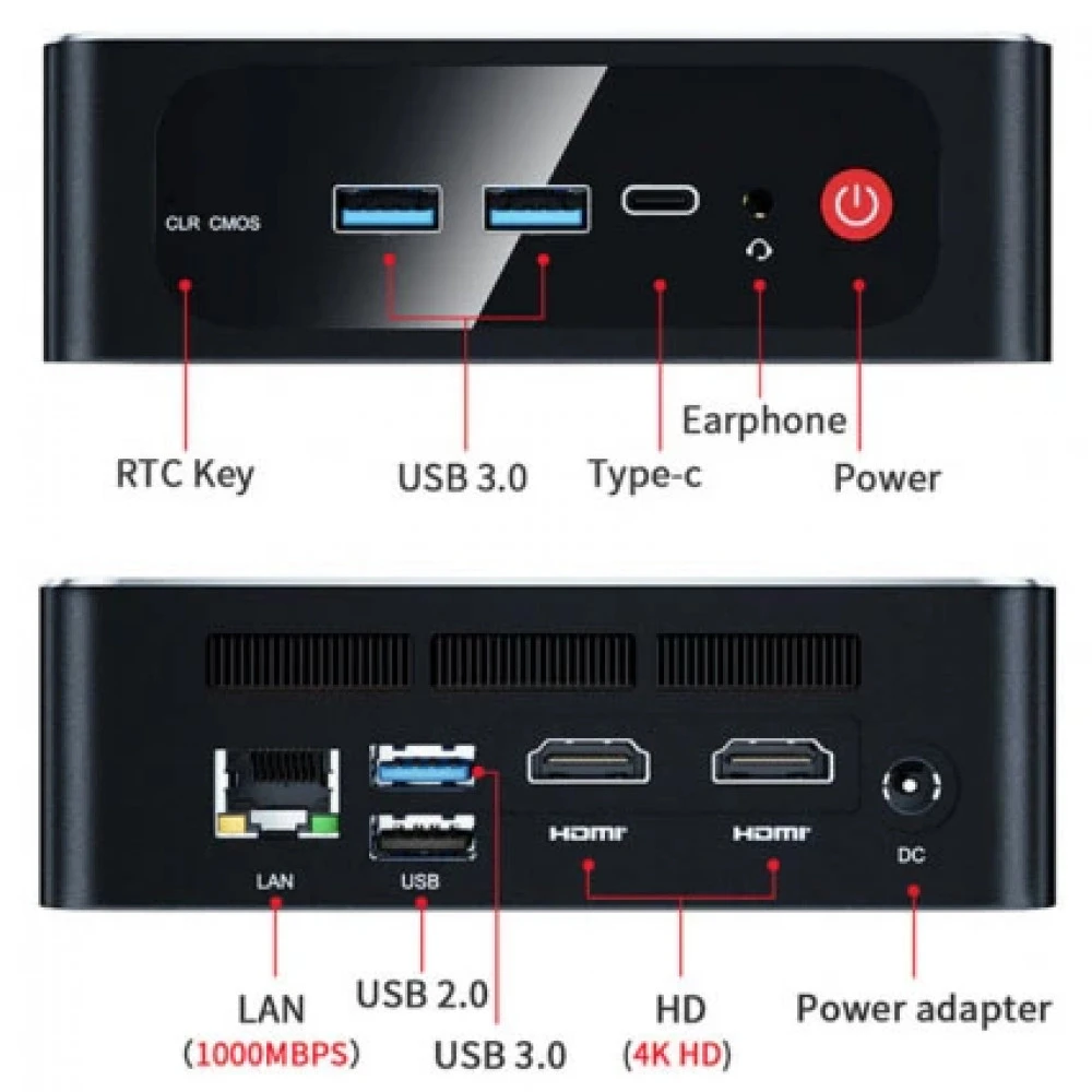 Персональный компьютер Beelink SER5 Black BL/SER5/5500U/16G/500G/2,5G* 1/Black Ryzen 5, 5500U, 2.1, 16 Гб