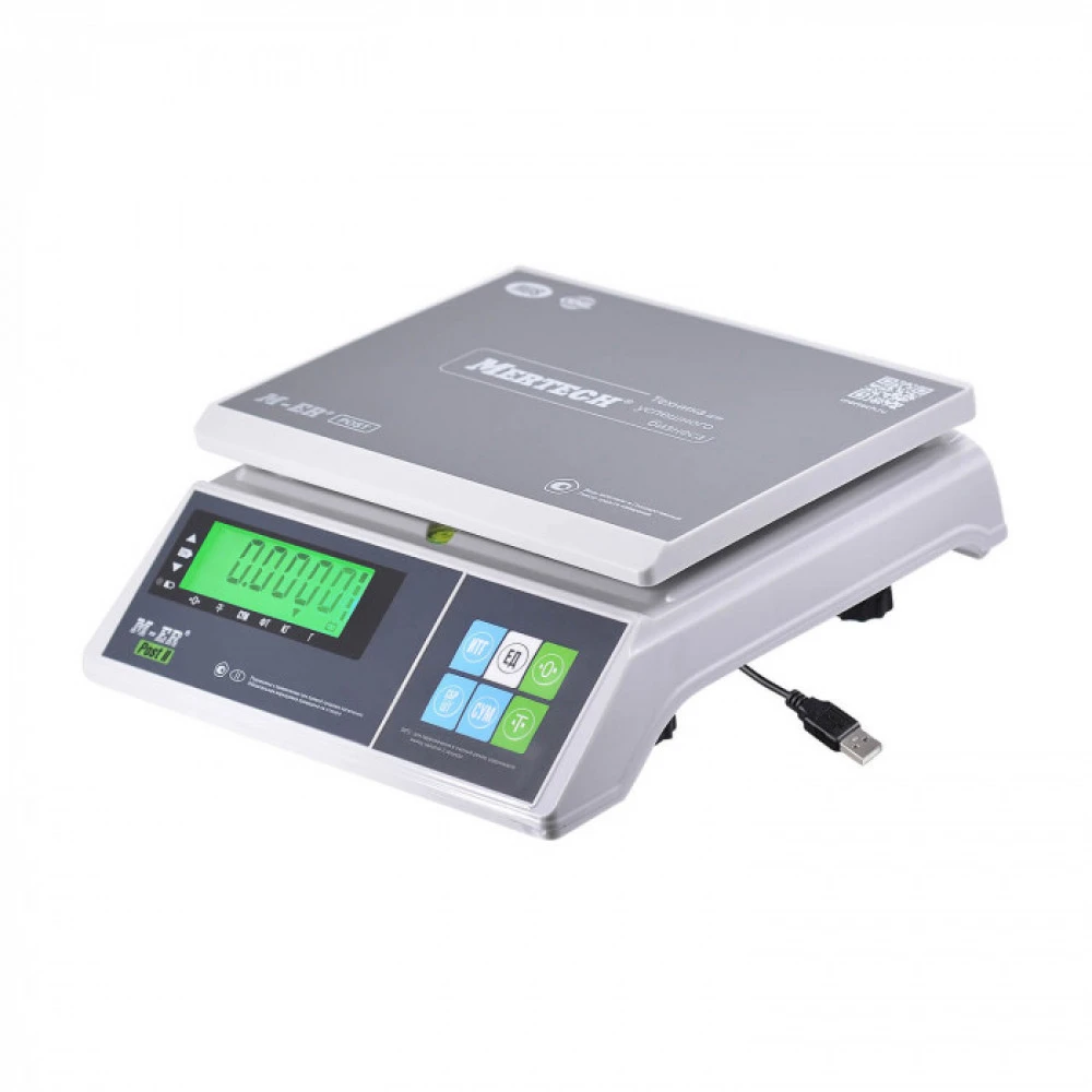 Торговые весы Mertech Порционные M-ER 326 AFU-15.1 Post II LCD USB-COM (двойной дисплей) 3866