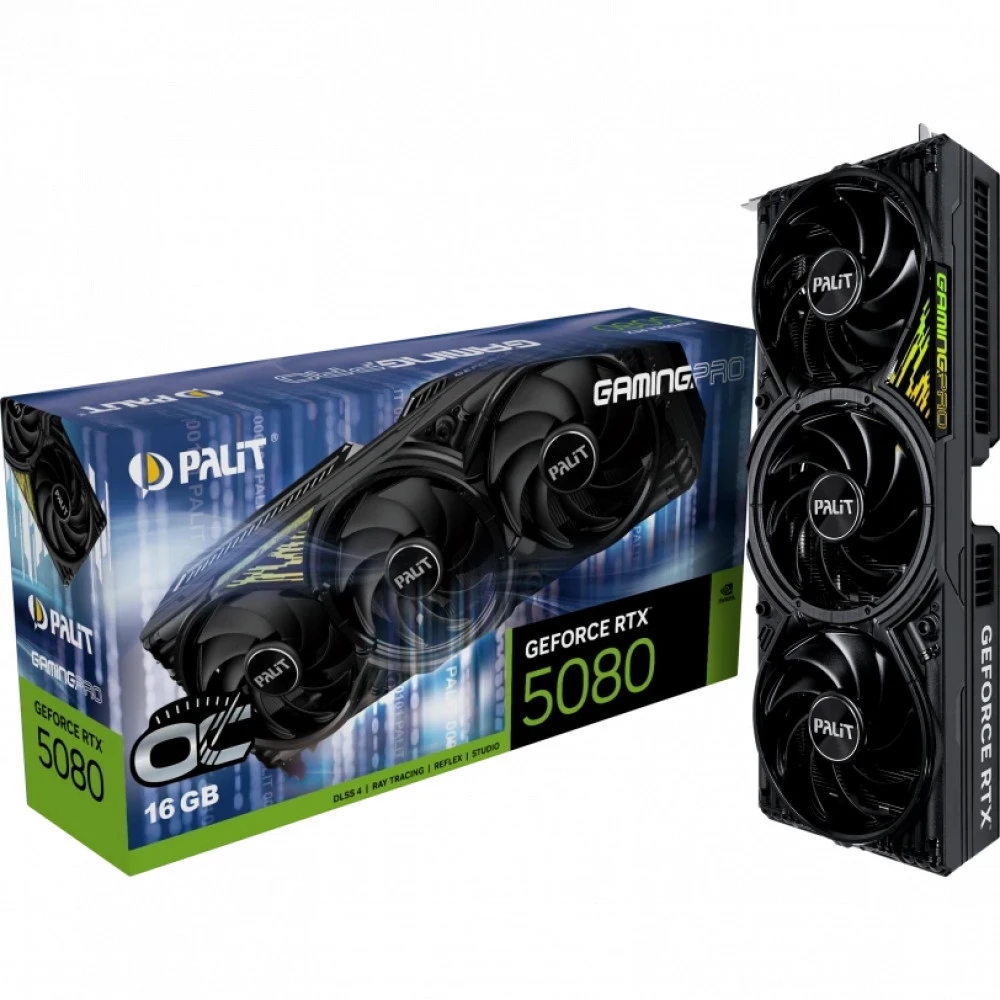 Видеокарта Palit NVIDIA GeForce RTX 5080 GamingPro OC V1 NE75080S19T2-GB2031Y 16 ГБ