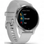 Garmin Venu 2S Silver Bezel with Mist Gray Case and Silicone Band 010-02429-12