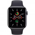 Apple Watch SE GPS, 44mm Space Grey Aluminium Case with Midnight Sport Band - Regular MKQ63GK