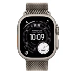 Apple Watch Ultra 3 GPS + Cellular 49mm Natural Titanium Case with Natural Titanium Milanese Loop - Small MEWW4QR/A