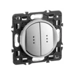 Legrand 068304 CELIANE, ЛИЦЕВАЯ ПАНЕЛЬ ВЫКЛЮЧАТЕЛЯ ДВОЙНОГО С ИНДИКАЦИЕЙ, ТИТАН