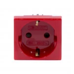 Аксессуар для кабельных сетей DKC Розетка силовая серия Viva, 2Р+Е, со шторками, с заземлением, 2 мод., цвет красный 45015_r