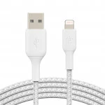 Кабель интерфейсный Belkin BRAIDED white (1m) CAA002BT1MWH