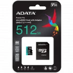 Флеш (Flash) карты ADATA microSDXC Class 10 + adapter SD AUSDX512GUI3V30SA2-RA1 512 ГБ