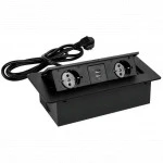 Распределитель питания Premier 2R USB Horizontal Black PX/BL-HOR-2R-2USB-BLK