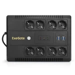 Источник бесперебойного питания ExeGate NEO NNB-1000.LED.AVR.8SH.CH EX293855RUS 1000 ВА, 650 Вт