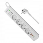 Сетевой фильтр Defender DFS-145 White 99435