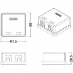 Кабельный канал Hyperline Корпус настенной розетки для установки 2-х вставок типа Keystone Jack белый SBB3-2-WH